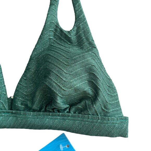 CUPSCHE Green Metallic Bikini Top Size Small NEW New with tags - Picture 5 of 6